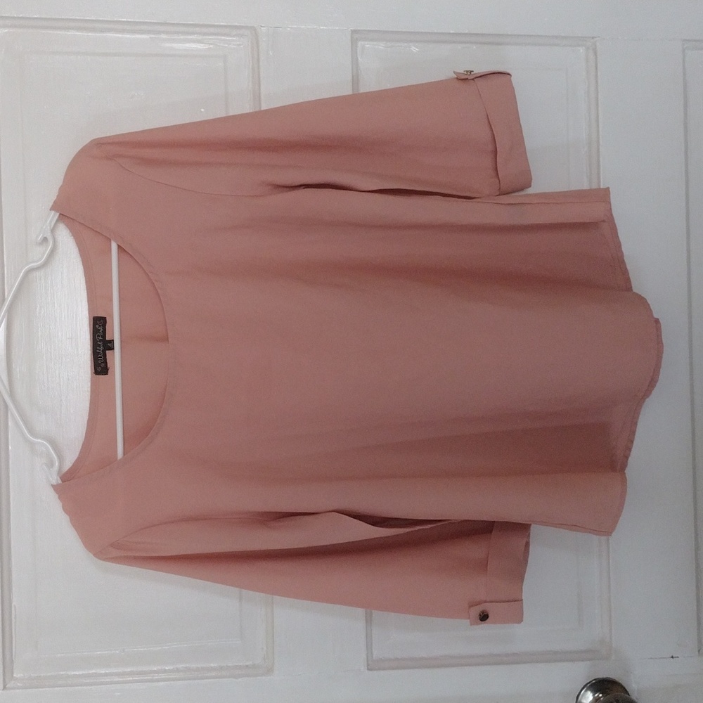 Wishful Park Womens Blouse Size S 3/4 Sleeve Rose Gold - Picture 2 of 7